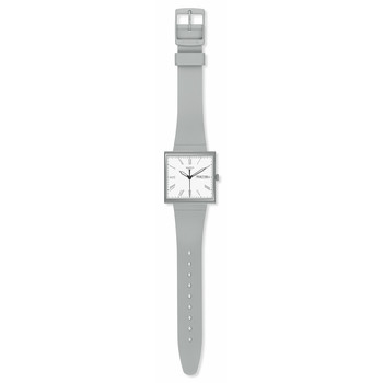 Montre SWATCH Square bioceramic What if gray? homme bracelet matériau biosourcé gris