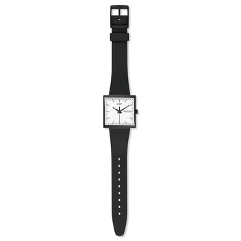 Montre SWATCH Square bioceramic What if black? homme bracelet matériau biosourcé noir
