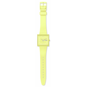 Montre SWATCH Square bioceramic What if lemon? homme bracelet matériau biosourcé jaune
