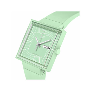 Montre SWATCH Square bioceramic What if mint? homme bracelet matériau biosourcé vert