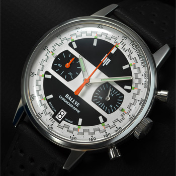 Montre LIP Rallye Chrono homme acier bracelet cuir noir