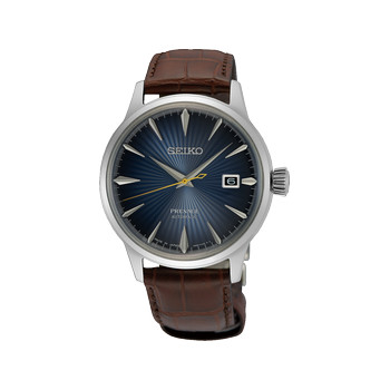 SEIKO PRESAGE men's automatic watch, chocolate brown animal leather strap