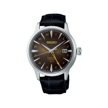 Montre SEIKO PRESAGE presage homme automatique, bracelet cuir animal marron chocolat