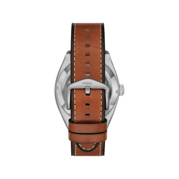 Montre fossil everett homme automatique, bracelet cuir marron