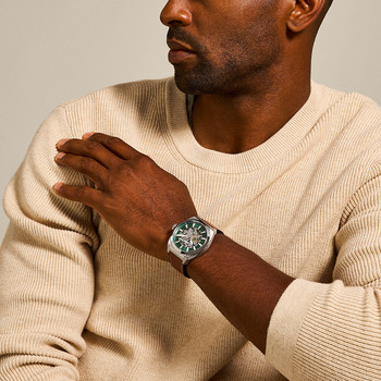 Montre fossil everett homme automatique, bracelet cuir marron