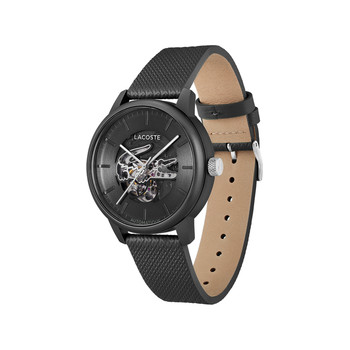 Montre LACOSTE.12.12 automatique homme bracelet cuir noir