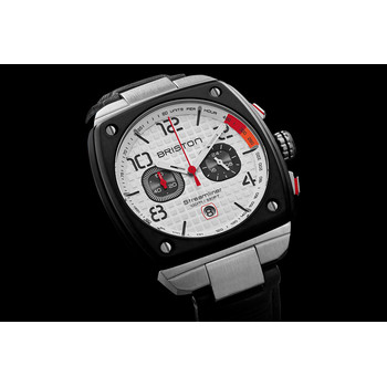BRISTON streamliner herenhorloge zwart leren band