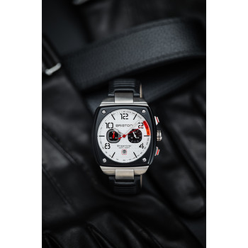 BRISTON streamliner herenhorloge zwart leren band