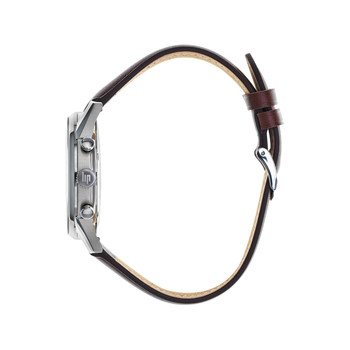 LIP Himalaya chronograaf herenhorloge met groene wijzerplaat en bruine leren band