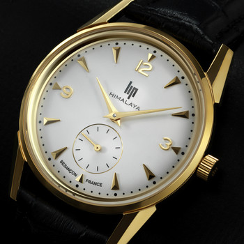 LIP analoog herenhorloge, zwarte leren band