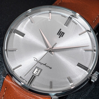 LIP analoog herenhorloge, bruine leren band