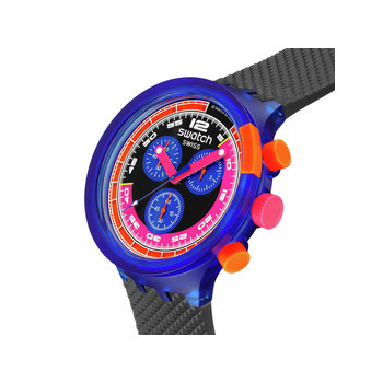 Montre SWATCH neon homme bracelet matériau biosourcé noir