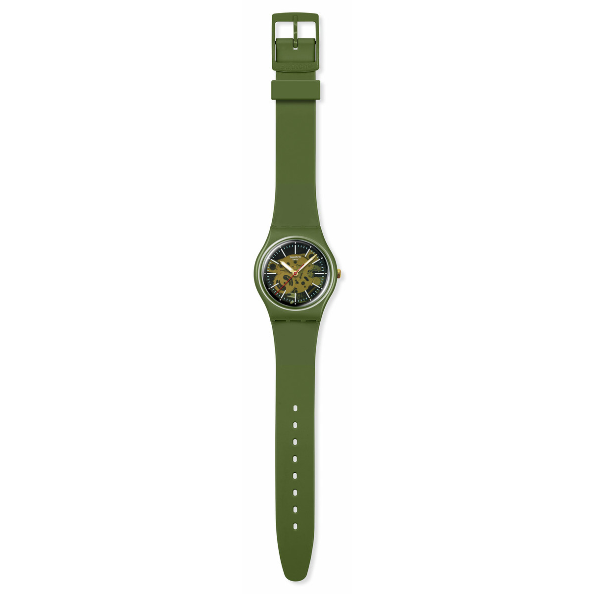 Montre SWATCH essentials homme bracelet matériau biosourcé vert - vue D1