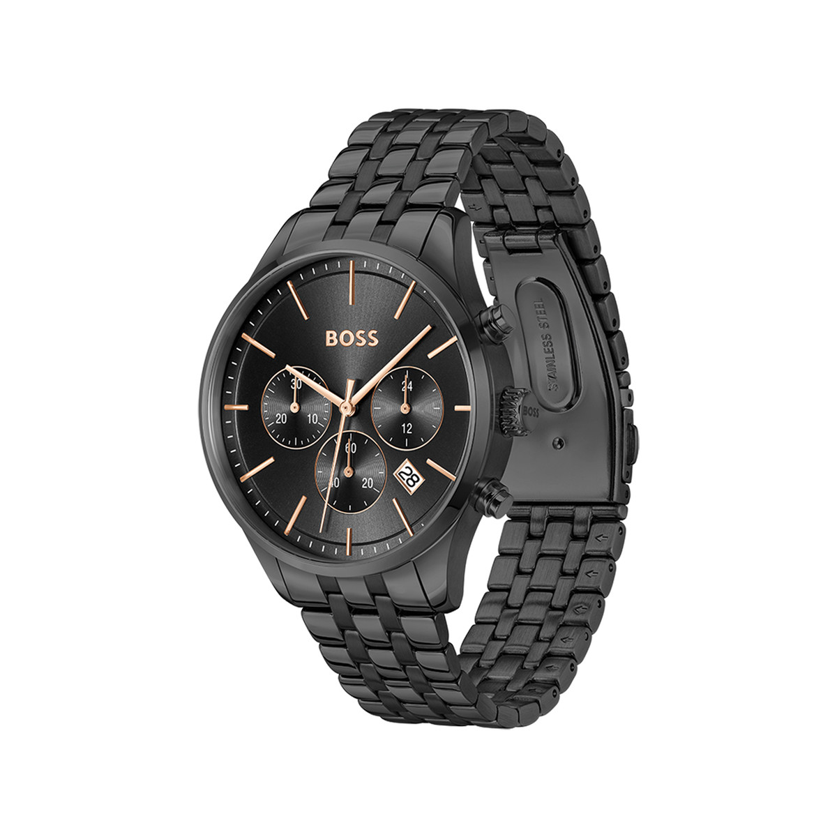 Montre BOSS Avery homme noir bracelet acier noir - vue 2