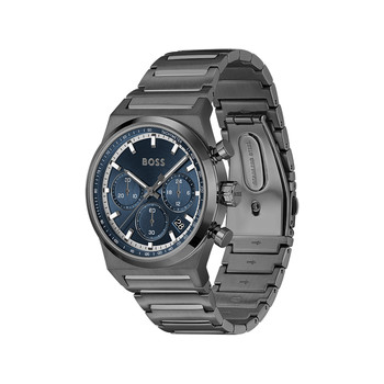 Montre BOSS Candor Chrono homme cadran bleu bracelet acier gris