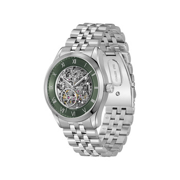 Montre BOSS Principle Skeleton homme cadran vert bracelet acier