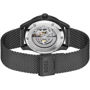 Montre BOSS Principle Skeleton homme noir bracelet milanais