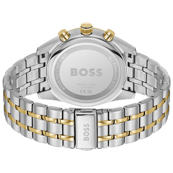 Montre BOSS Skytraveller homme cadran bleu bracelet acier doré et gris