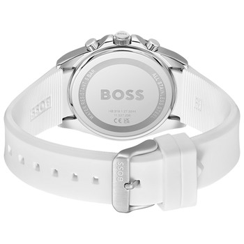 Montre BOSS Strike Chrono homme cadran bleu bracelet silicone blanc