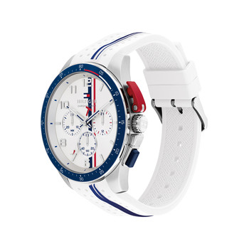 Montre TOMMY HILFIGER Bank homme blanc bracelet silicone