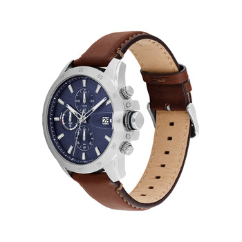 Montre TOMMY HILFIGER Jameson homme cadran bleu bracelet cuir marron