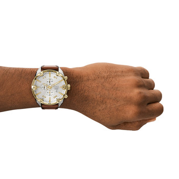Montre DIESEL spiked homme bracelet cuir marron