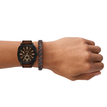 Montre FOSSIL machine homme bracelet cuir marron