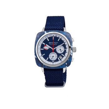 Montre BRISTON homme CLUBMASTER REGATTA cadran bleu bracelet plastique recyclé bleu marine