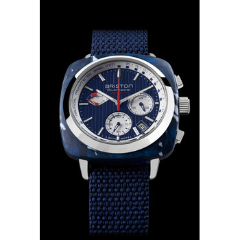 Montre BRISTON homme CLUBMASTER REGATTA cadran bleu bracelet plastique recyclé bleu marine