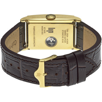 Montre LIP CHURCHILL homme automatique, acier doré bracelet cuir marron