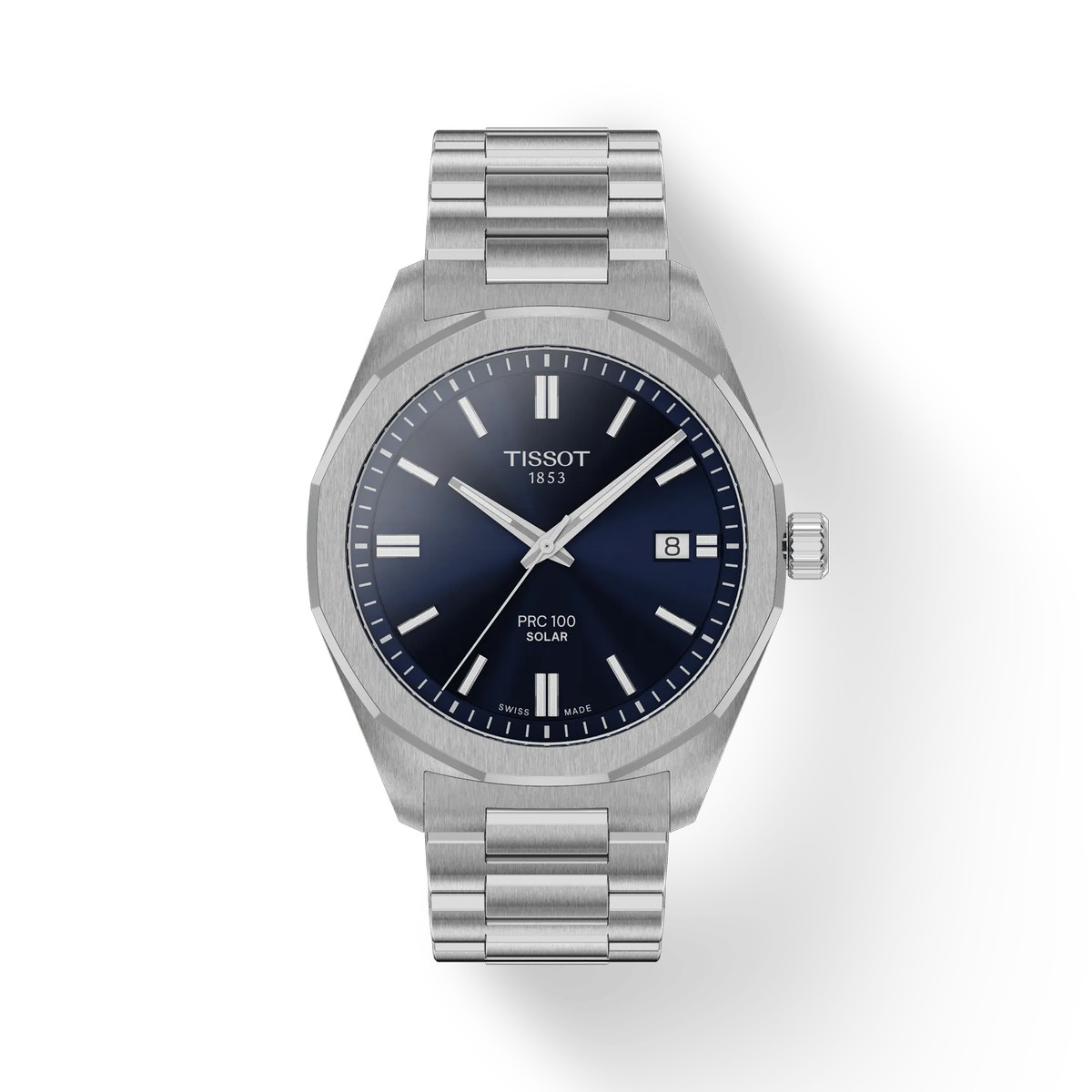 Montre TISSOT T-CLASSIC PRC 100 SOLAR homme cadran bleu bracelet acier inoxydable