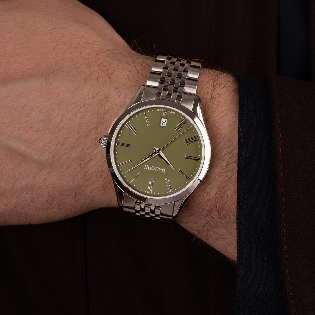 Montre BALMAIN classic r homme bracelet acier inoxydable gris - vue porté 1