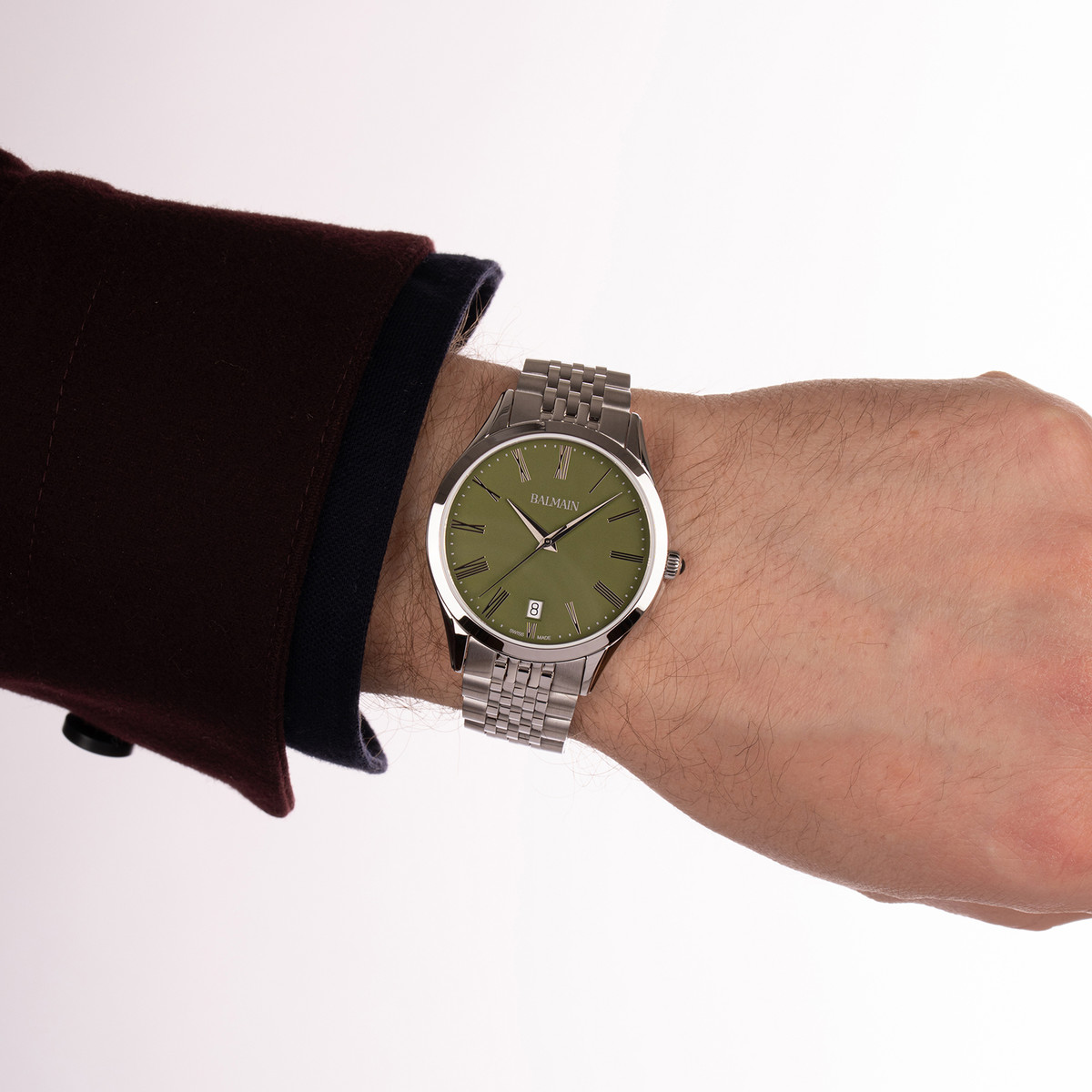 Montre BALMAIN classic r homme bracelet acier inoxydable gris - vue porté 2