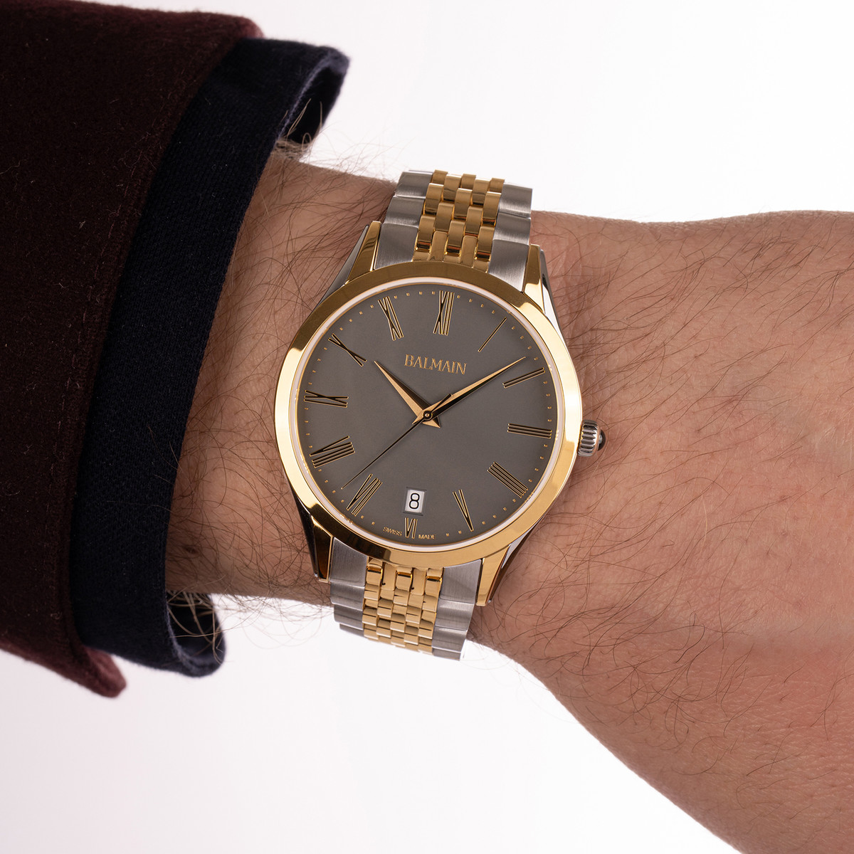 Montre BALMAIN classic r homme bracelet acier inoxydable bicolore jaune - vue porté 2