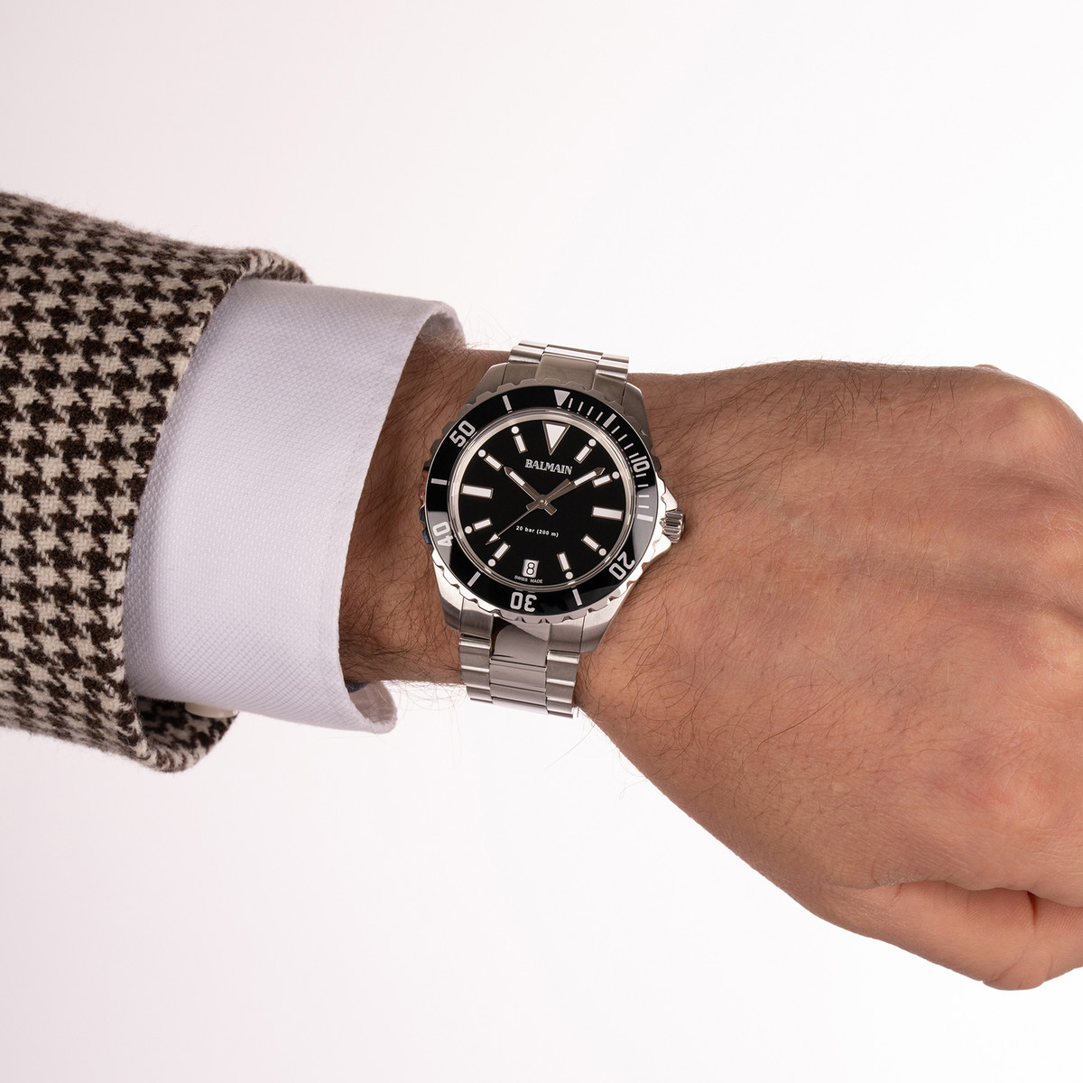 Montre BALMAIN ophrys homme bracelet acier inoxydable gris - vue porté 2
