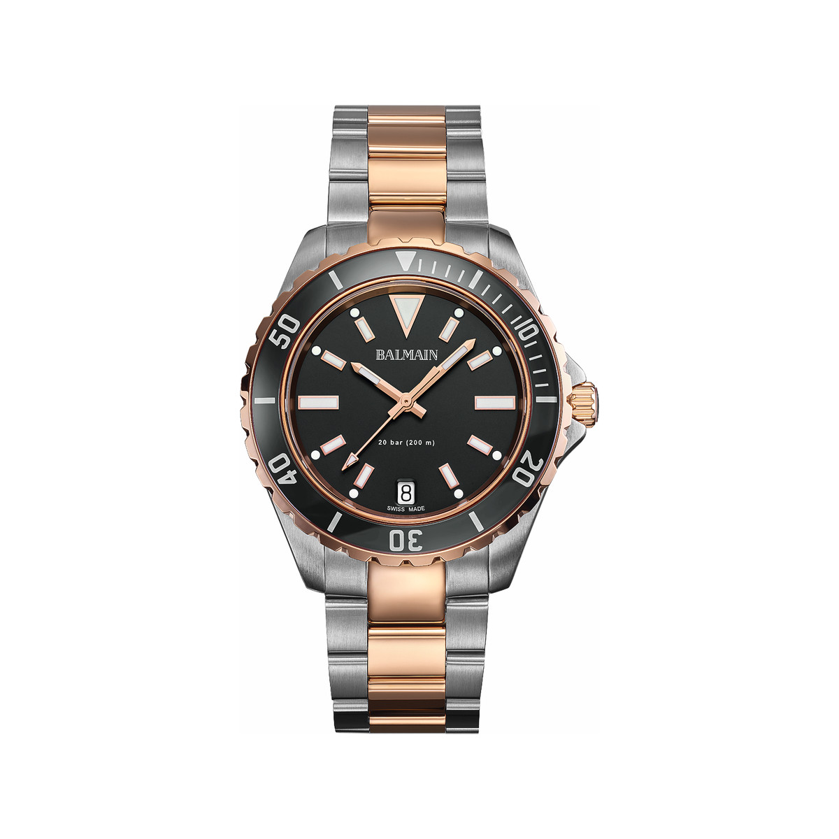 Montre BALMAIN ophrys homme bracelet acier inoxydable bicolore rose