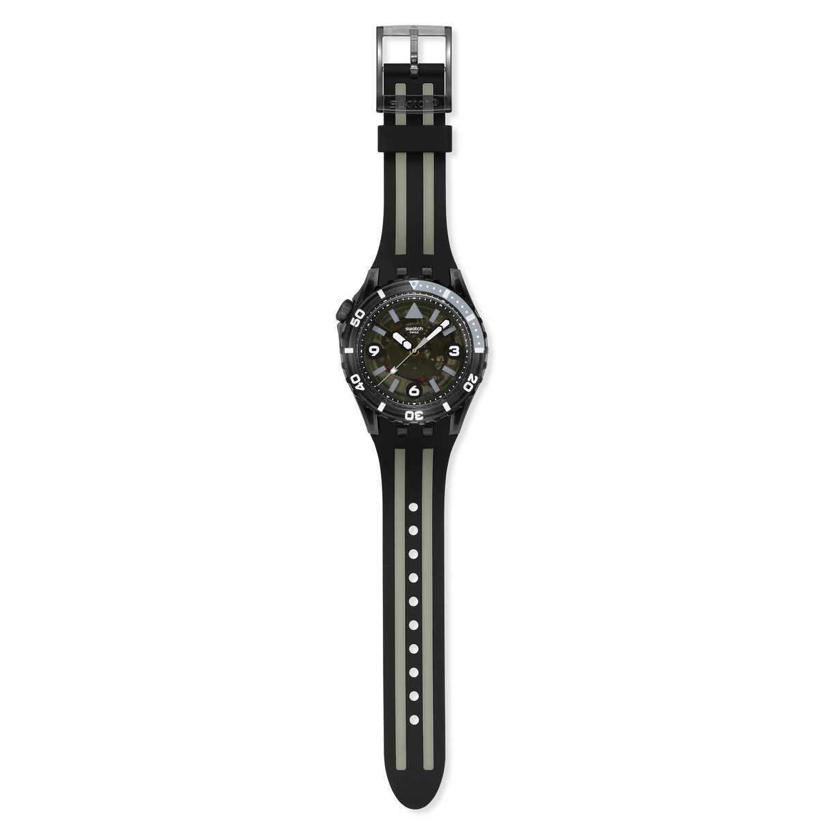 Montre SWATCH scubaqua homme cadran bleu bracelet caoutchouc noir - vue D1