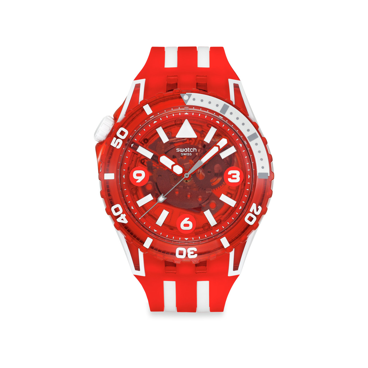 Montre SWATCH scubaqua homme cadran rouge bracelet caoutchouc rouge