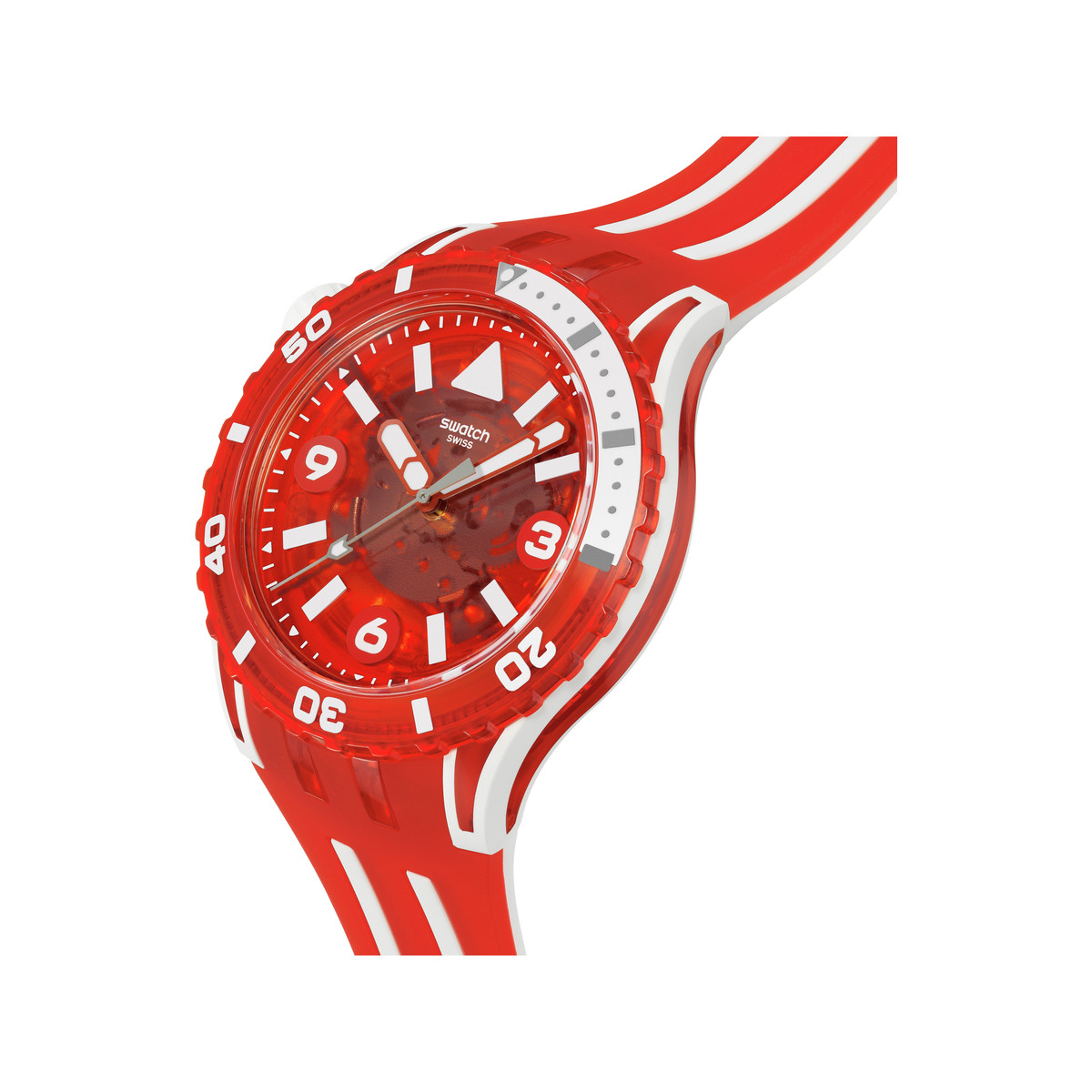 Montre SWATCH scubaqua homme cadran rouge bracelet caoutchouc rouge - vue 2
