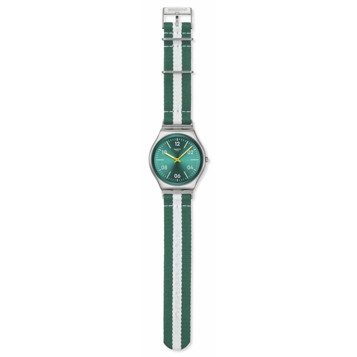 Montre SWATCH essentials homme cadran vert bracelet textile vert - vue D1