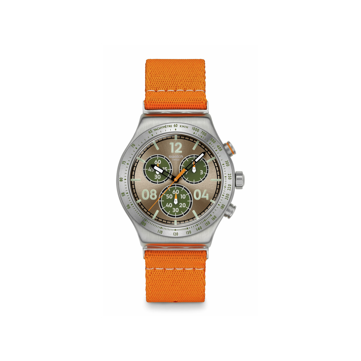 Montre SWATCH essentials homme cadran marron bracelet textile orange
