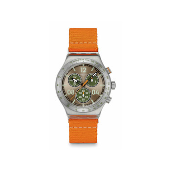 Montre SWATCH essentials homme cadran marron bracelet textile orange