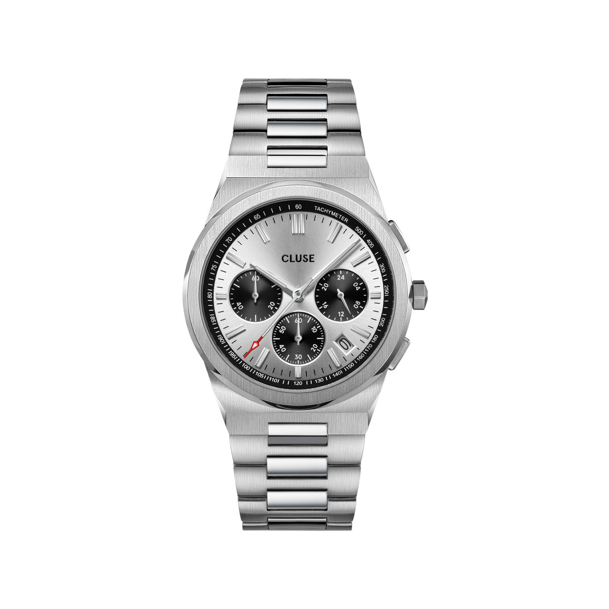 Montre CLUSE Vigoureux Chrono homme cadran noir bracelet acier