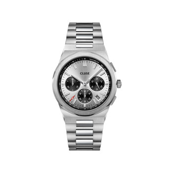 Montre CLUSE Vigoureux Chrono homme cadran noir bracelet acier