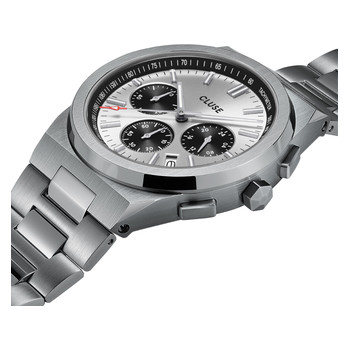 Montre CLUSE Vigoureux Chrono homme cadran noir bracelet acier