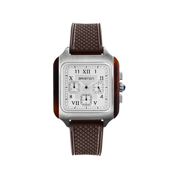 Montre BRISTON Streamliner Kennedy homme cadran blanc bracelet silicone marron