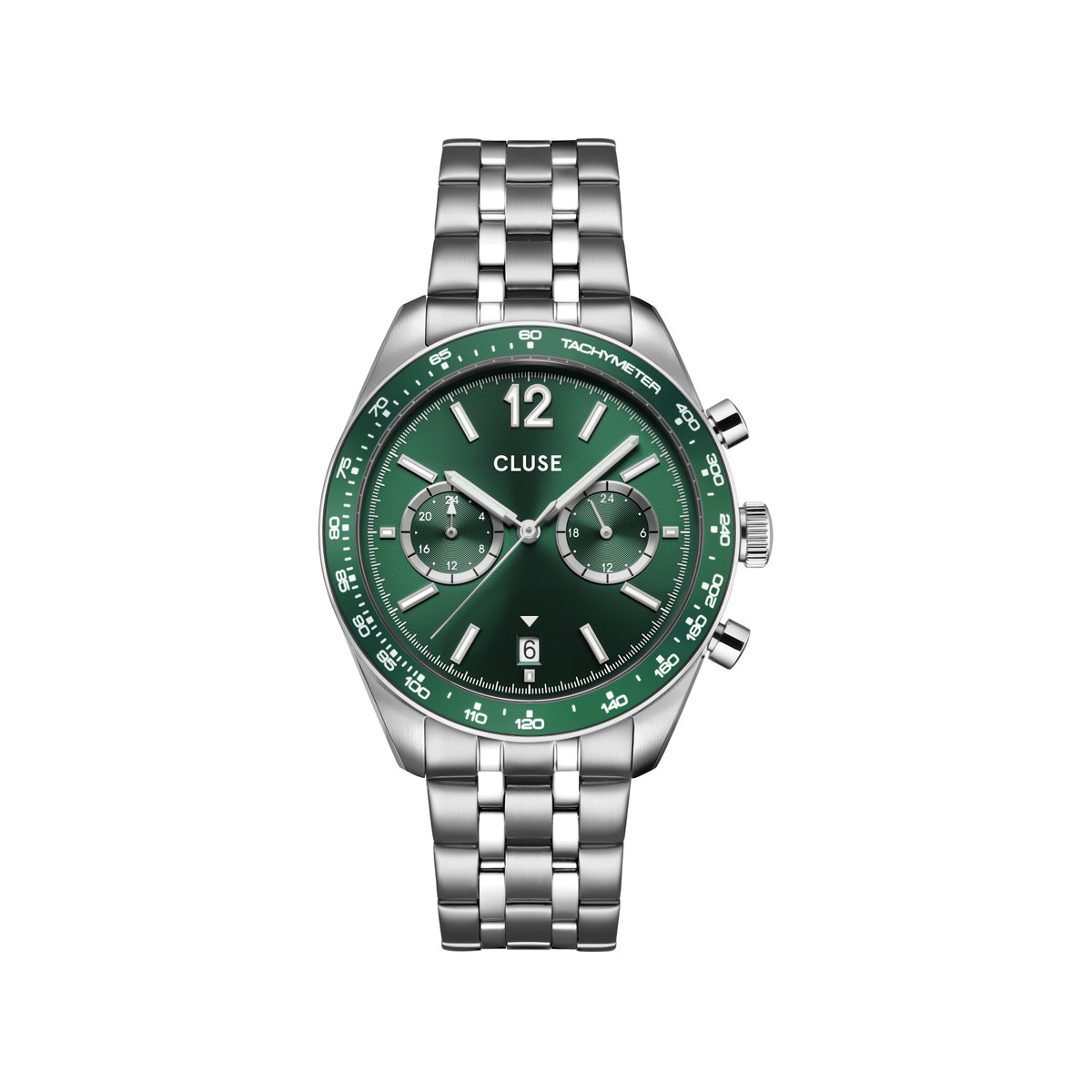 Montre CLUSE ARAVIS Homme cadran vert bracelet acier inoxydable gris clair