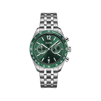 Montre CLUSE ARAVIS Homme cadran vert bracelet acier inoxydable gris clair