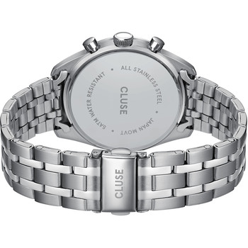 Montre CLUSE ARAVIS Homme cadran noir bracelet acier inoxydable gris clair