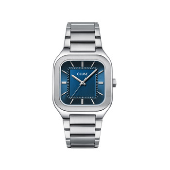 Montre CLUSE QUADRUS Homme cadran bleu bracelet acier inoxydable gris clair